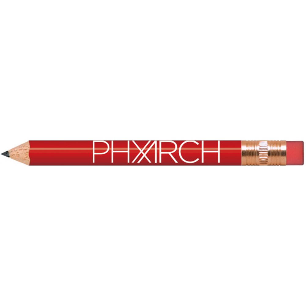 Vivid Red Round Golf Pencils with Erasers with Logo Vivid Red Round Golf Pencils with Erasers with Logo
