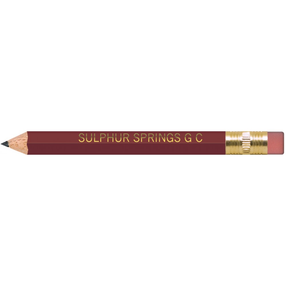 Logo Branded Maroon Hexagon Golf Pencils with Erasers