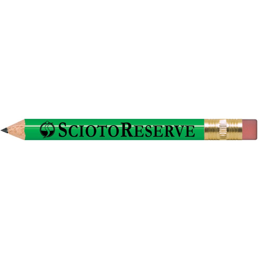 Custom Neon Green Round Golf Pencils with Erasers