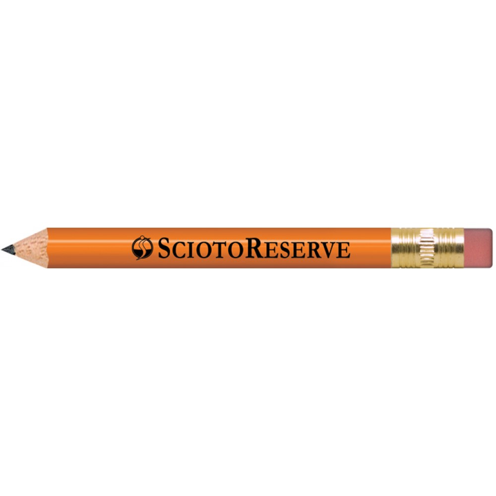 Orange Round Golf Pencils with Erasers with Logo Orange Round Golf Pencils with Erasers with Logo