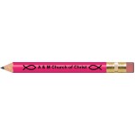 Neon Pink Round Golf Pencils with Erasers with Logo