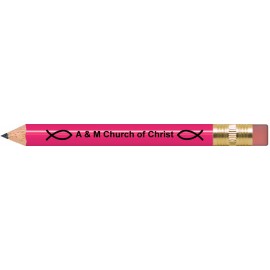 Neon Pink Round Golf Pencils with Erasers with Logo  Neon Pink Round Golf Pencils with Erasers with Logo