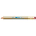 Logo Branded Gold Round Golf Pencils with Erasers