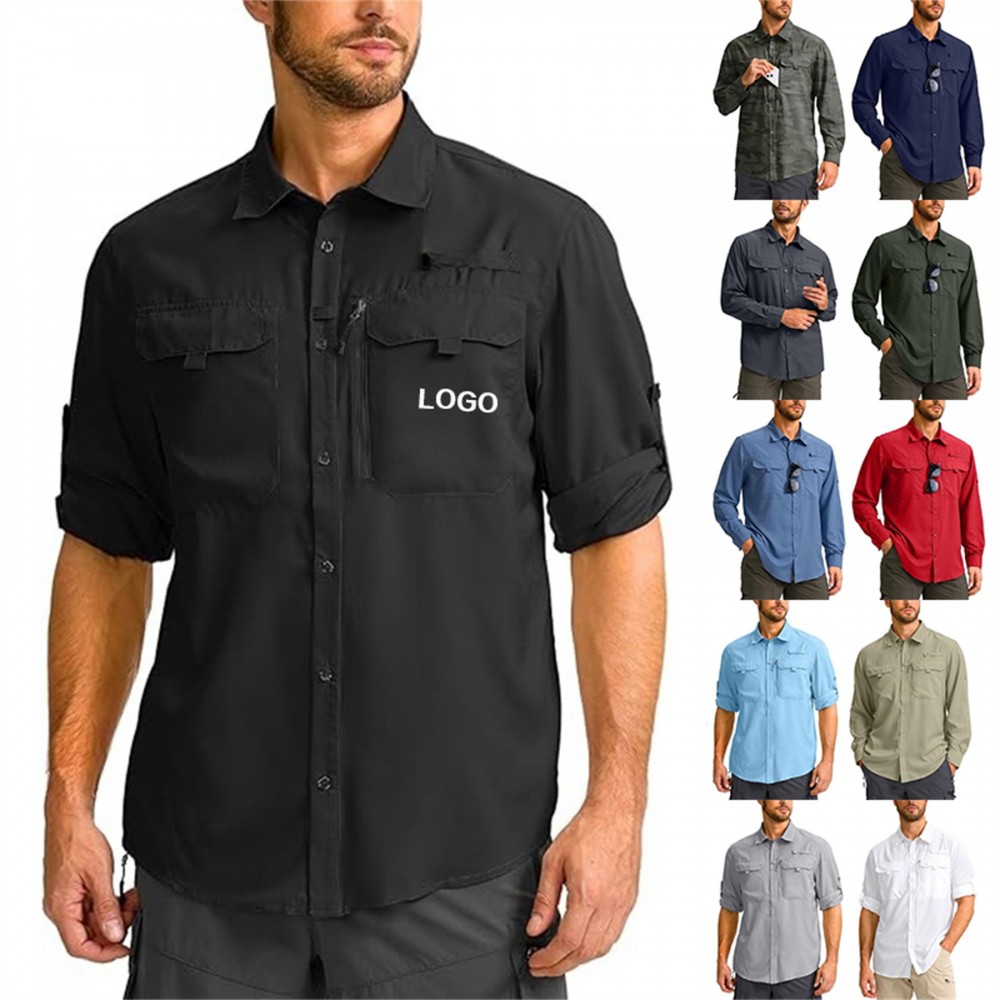 Men's Sun Protection Fishing Shirt with Logo Men's Sun Protection Fishing Shirt with Logo