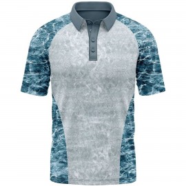 Mossy Oak Men's 4.4 Oz. Polyester Interlock Raglan Short Sleeve Polo, UPF 50+ with Logo