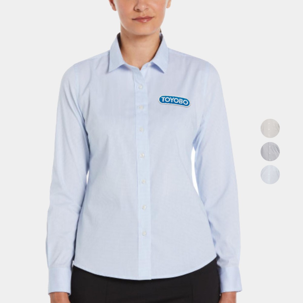PERRY ELLIS Mini Grid Woven Women's Dress Shirt with Custom Logo with Logo PERRY ELLIS Mini Grid Woven Women's Dress Shirt with Custom Logo with Logo