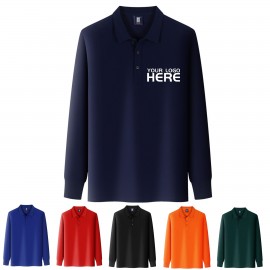 Men Classic Long Sleeve Polo Shirt with Logo