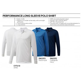 Adidas Performance Long Sleeve Polo-Blank Logo Printed