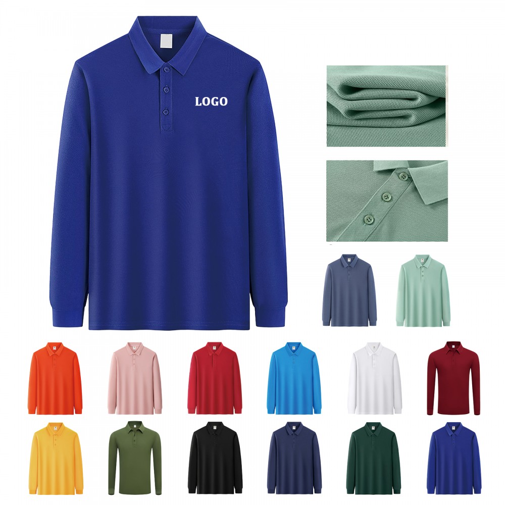 Men's Classic Long Sleeve Polo Shirt with Logo Men's Classic Long Sleeve Polo Shirt with Logo