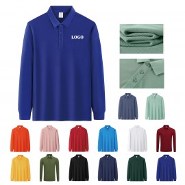 Men's Classic Long Sleeve Polo Shirt with Logo
