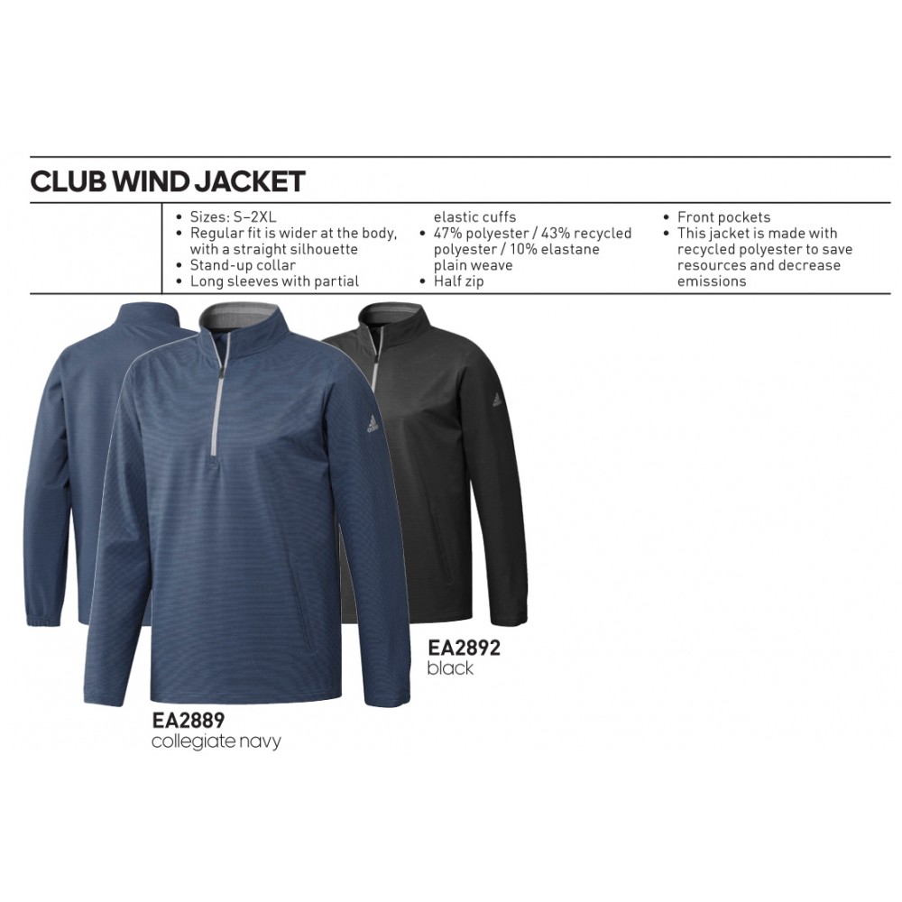 Logo Printed Adidas Club 1/2 Zip Wind Jacket - Blank