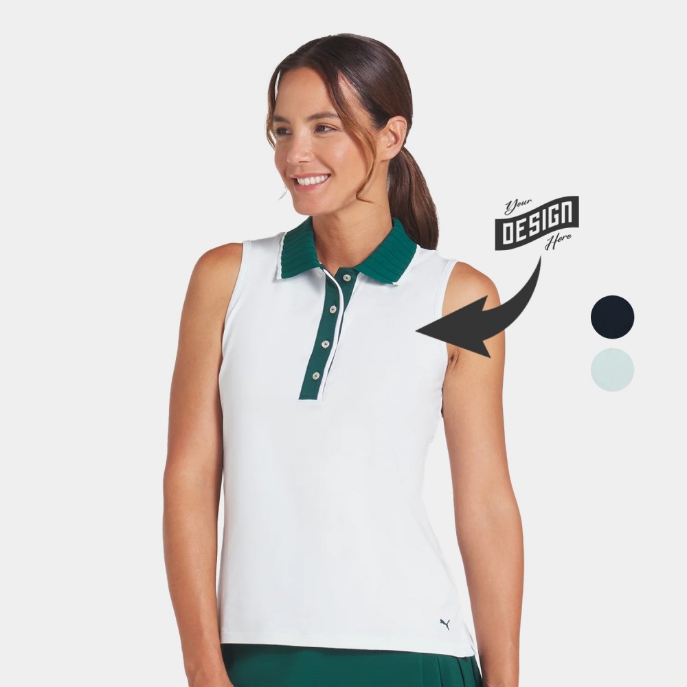 PUMA CLOUDSPUN Bridges Women's Sleeveless Golf Polo Shirt with Logo