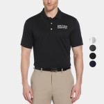 Logo Branded PGA TOUR Moisture Wicking Men's Airflux Solid Mesh Golf Polo Shirt with Custom Logo