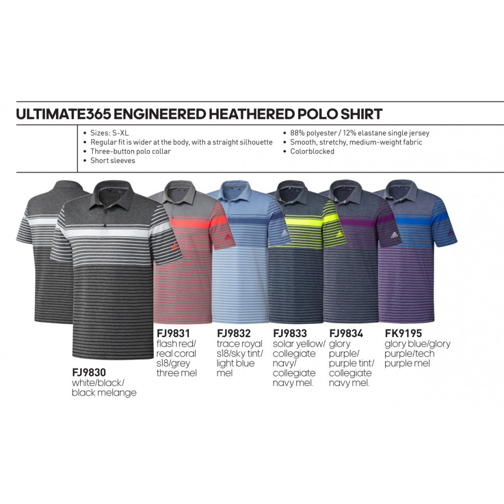 Logo Printed Adidas Ultimate 365 Engineered Heathered Polo-Blank