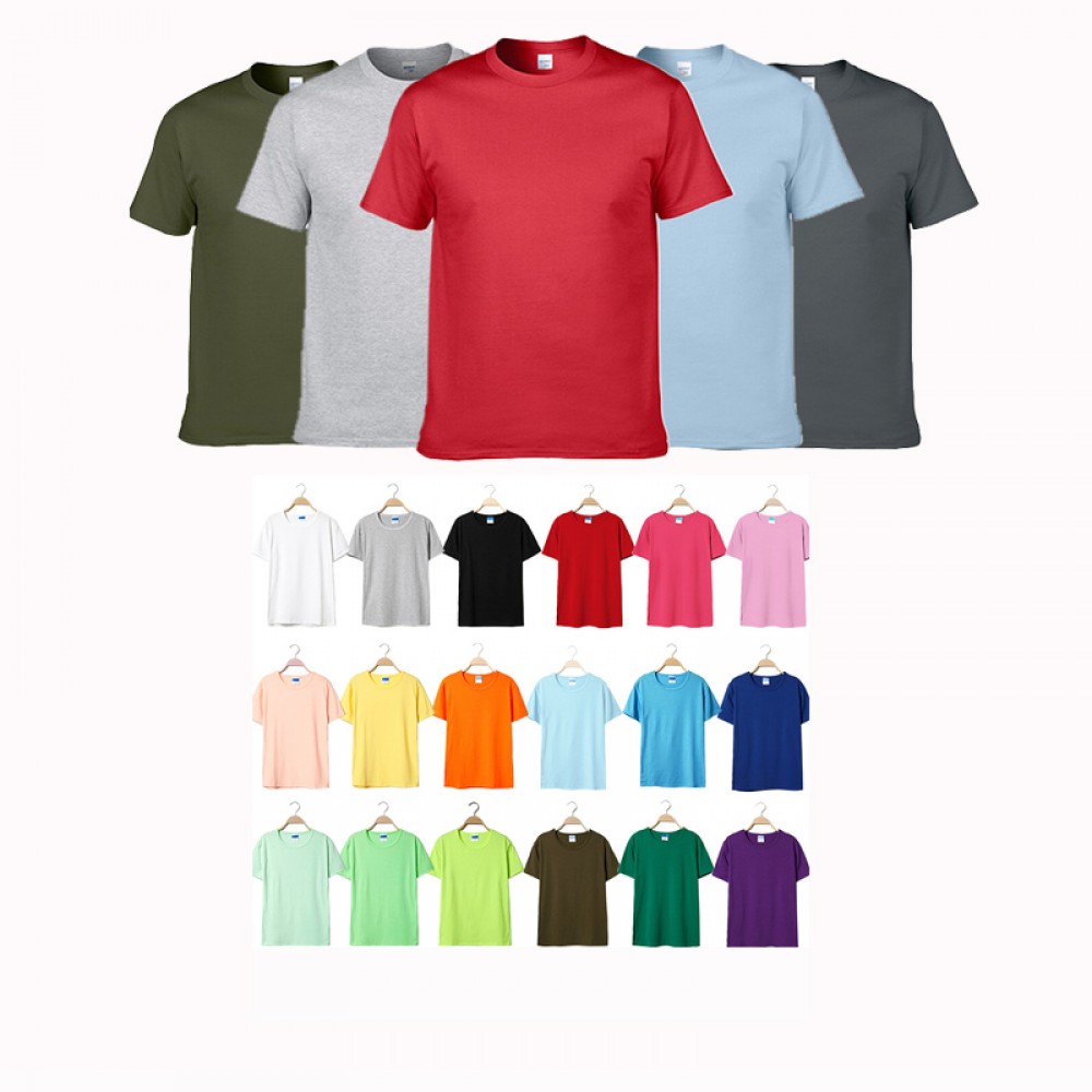 Custom Imprinted Round Neck Solid Color Cotton Shirt Custom Imprinted Round Neck Solid Color Cotton Shirt