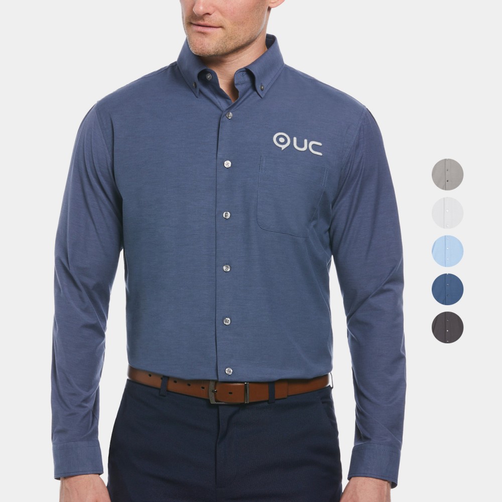 PERRY ELLIS Big and Tall Heathered Woven Men's Dress Shirt with Custom Logo with Logo PERRY ELLIS Big and Tall Heathered Woven Men's Dress Shirt with Custom Logo with Logo