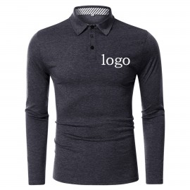 Solid Long Sleeve Mesh Tech Polo Shirt with Logo