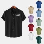 Promotional Men's Short Sleeved Solid Color Shirt Top