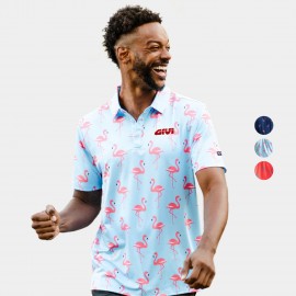 YATTA Golf - Flamingo men's moisture wicking & Wrinkle free Polo Shirts with Logo