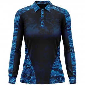 Mossy Oak Women's 4.4 Oz. Polyester Interlock Long Sleeve Polo Shirt, UPF 50+ with Logo