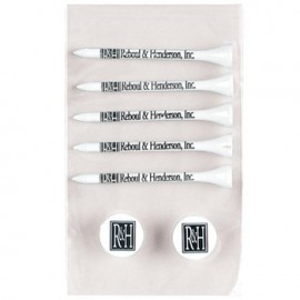 Pro Elite Poly Bag Pack w/ 5 Tiger Golf Tees & 2 Ball Markers with Logo