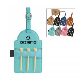 Leather Golf Bag Tag with 3 Tees Set with Logo