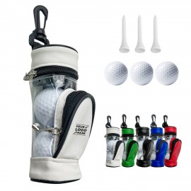 Golf Ball And Tee Set In PU Leather Pouch with Logo