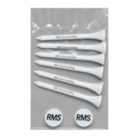 Value Poly Bag Pack w/ Six 2 1/8" Golf Tees & 2 Ball Markers with Logo