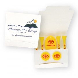 Logo Branded Full Color Matchbook Packet w/ 4 Imprinted Tees, Divot Tool & 2 Ball Markers