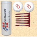 4-Color Image Insert Golf Ball Tube w/ 2 Golf Balls & Six 2 3/4" Tees with Logo