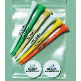 Pro Elite Gold Standard Poly Bag Pack w/ 6 Tees & 2 Markers (3 1/4") with Logo  Pro Elite Gold Standard Poly Bag Pack w/ 6 Tees & 2 Markers (3 1/4") with Logo