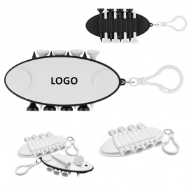 4" Custom Plastic Golf Tee Holder - 8-Tee Storage w/Key Tag with Logo