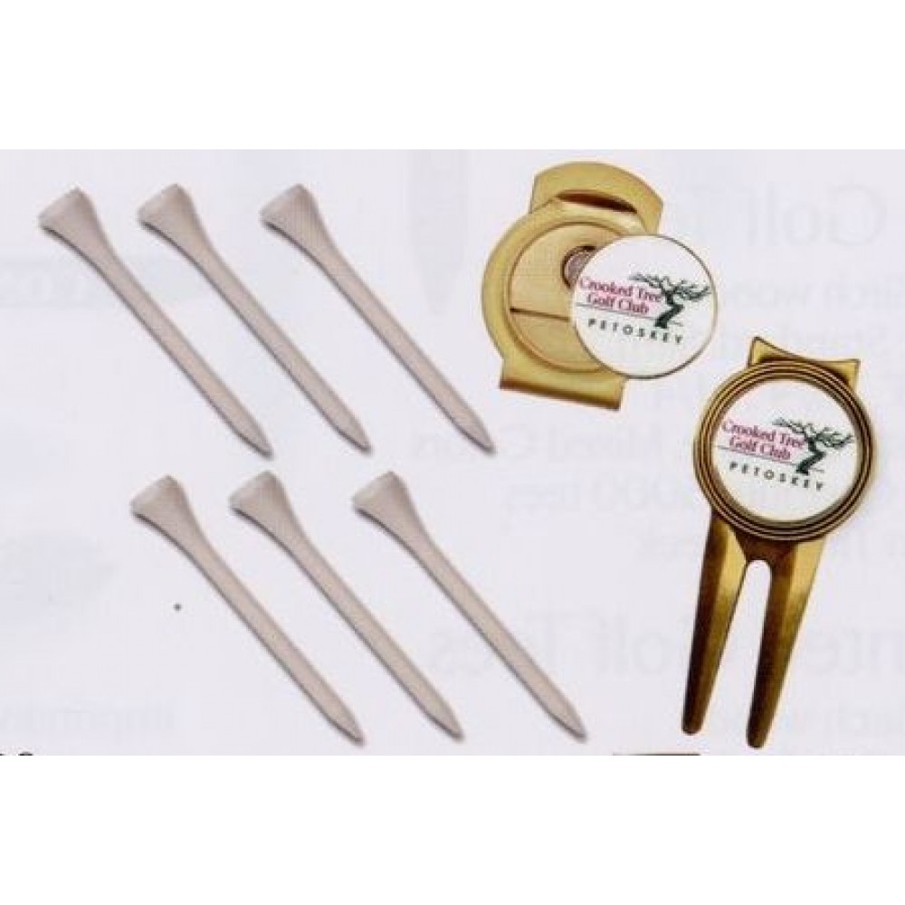 Quick Pack /Magnetic Repair Tool/ Ball Marker/ Hat Clip/ 6 Tees with Logo