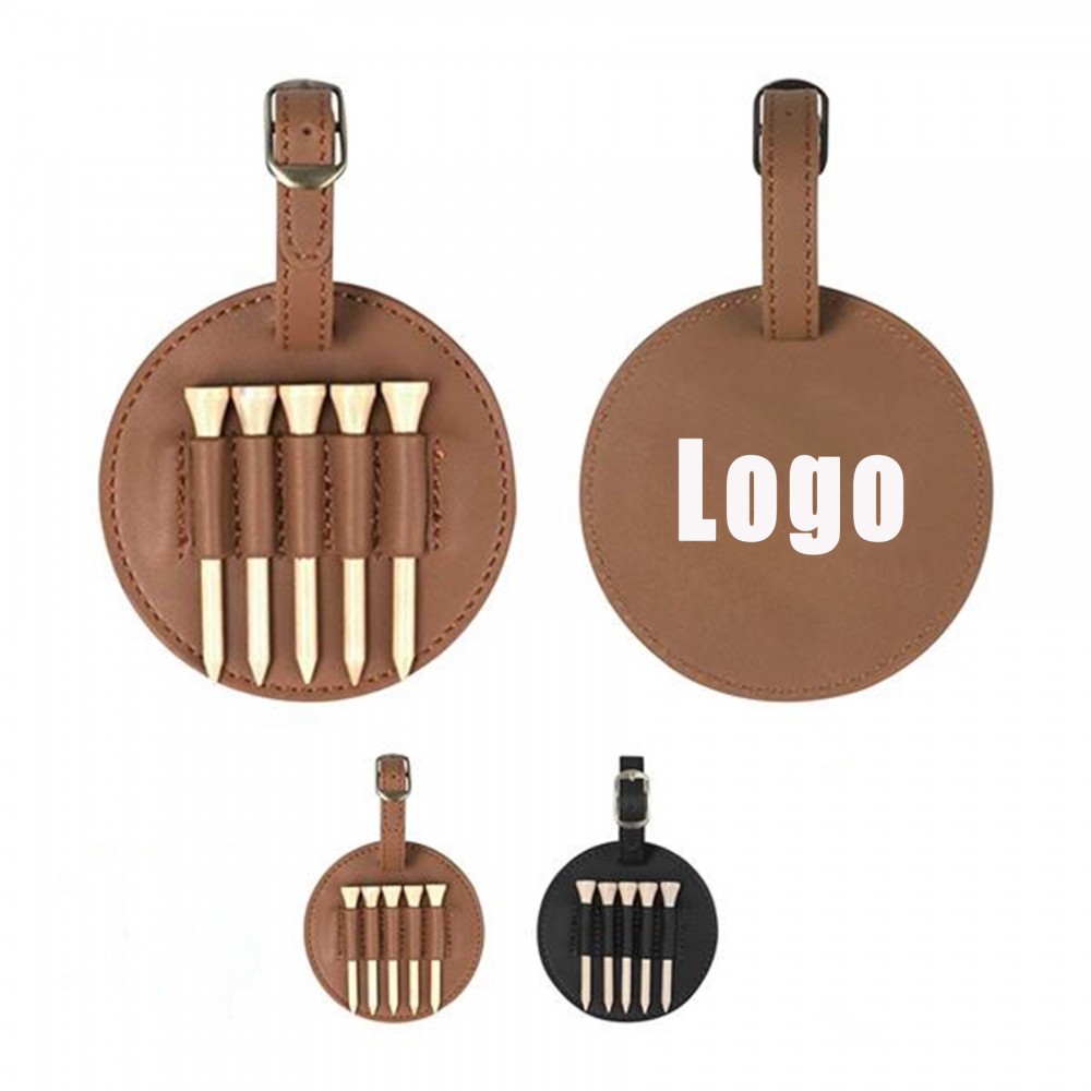 Custom PU Leather Golf Tee Holder Bag With Tee