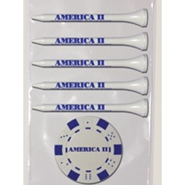 Personalized Value Pack w/ Five 2-3/4" Tiger Golf Tees & 1 Poker Chip