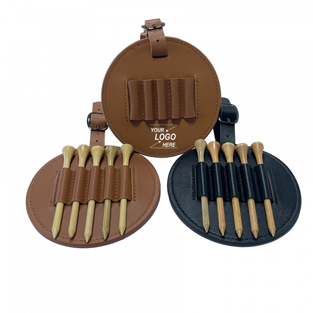 Premium Leather Golf Tee Holder Pouch with Logo