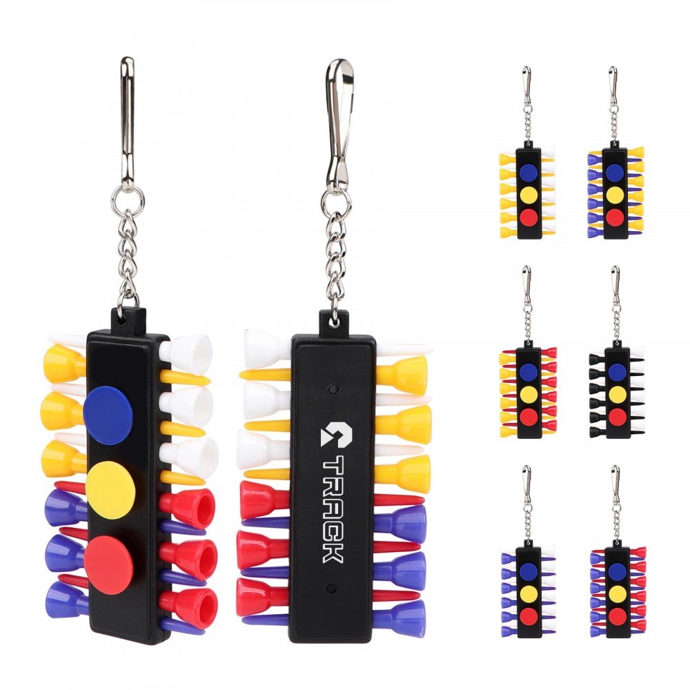 Portable Golf Ball Tee Holder W/ 12 Tees & 3 Markers with Logo