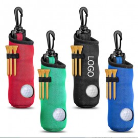 Golf Ball Storage Bag/Tee Holder Pouch w/Lightweight Hook with Logo