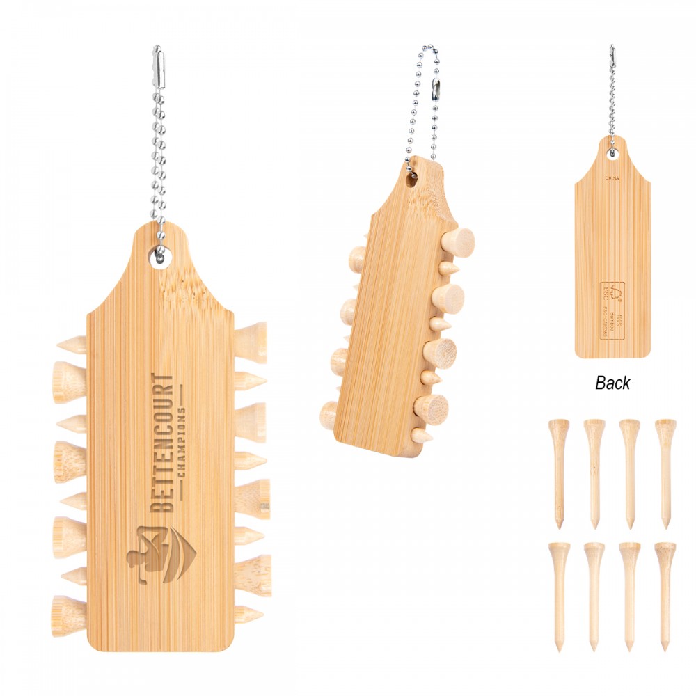 Promotional Bamboo Golf Tee Set Keychain