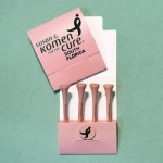 Golf Tee Matchbook Packet w/ Four Pink 2 1/8" Tees & 1 Marker with Logo