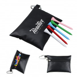 PU Golf Tee Bag w/Carabiner with Logo  PU Golf Tee Bag w/Carabiner with Logo