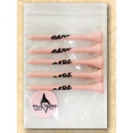 Promotional Poly Bag Pack w/ Five Pink 2 3/4" Tees & 1 Pink Marker