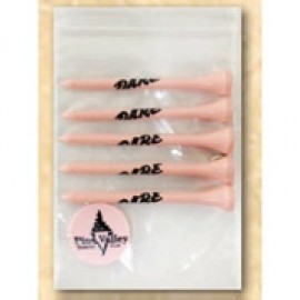 Poly Bag Pack w/ Five Pink 2 3/4" Tees & 1 Pink Marker with Logo  Poly Bag Pack w/ Five Pink 2 3/4" Tees & 1 Pink Marker with Logo