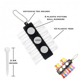 Plastic Oval Golf Tee Carrier with 12 Tees & 3 Ball Markers with Logo