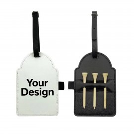 Logo Branded PU Leather Golf Ball Tee Bag With 3 Spikes