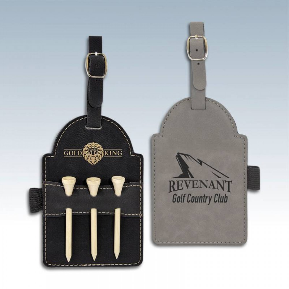 Leatherette Golf Bag Tags w/Tees with Logo