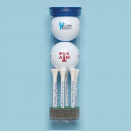 Logo Branded "Top Flite" Golf Ball Tube w/ 2 Golf Balls & Six 3/14" Tees