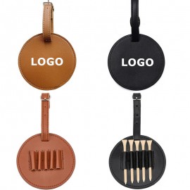3.7" PU Leather Golf Tee Holder with Waist Clip and Multi-Slot Design MOQ50PCS with Logo