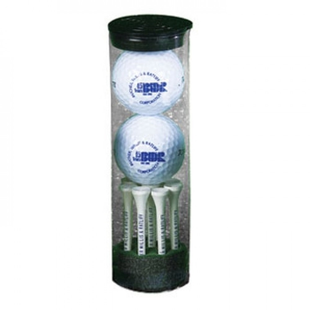 Customized "Top Flite" Golf Ball Tube w/ 2 Balls, 8 Tees & 1 Marker