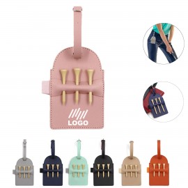 Pu Leather Golf Storage Bag W/ 3 Golf Tee with Logo  Pu Leather Golf Storage Bag W/ 3 Golf Tee with Logo